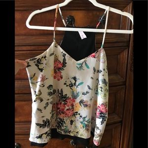 Candies White Floral Reversible Tank Top